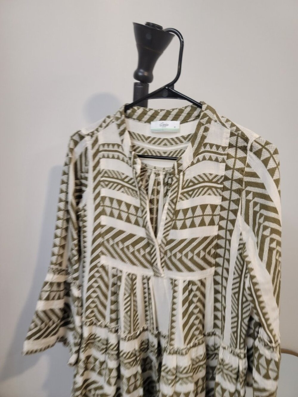 Devotion Twins Embroidered Ella Tunic Dress Sz XS Boho Cotton Bell Sleeve Multic - Picture 2 of 7